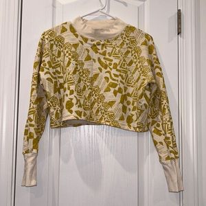 Anthropologie Cream and Gold Patterned Sweater